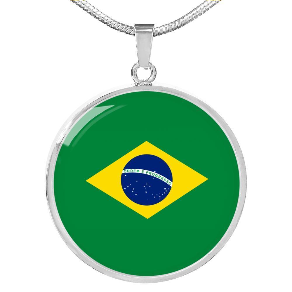 Brazil Flag Necklace Brazil Flag Stainless Steel or 18k Gold 18-22" - Express Your Love Gifts