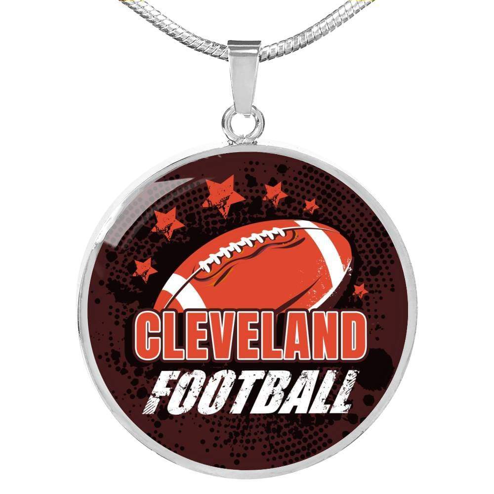 Browns Fan Gift Cleveland Football Circle Necklace Stainless Steel or 18k Gold 18-22"-Express Your Love Gifts