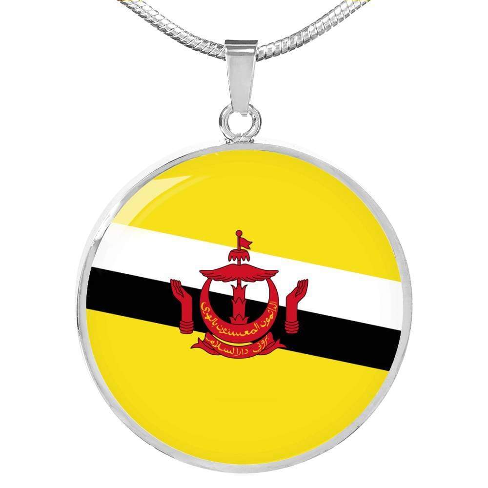 Brunei Flag Necklace Brunei Flag Stainless Steel or 18k Gold 18-22" - Express Your Love Gifts