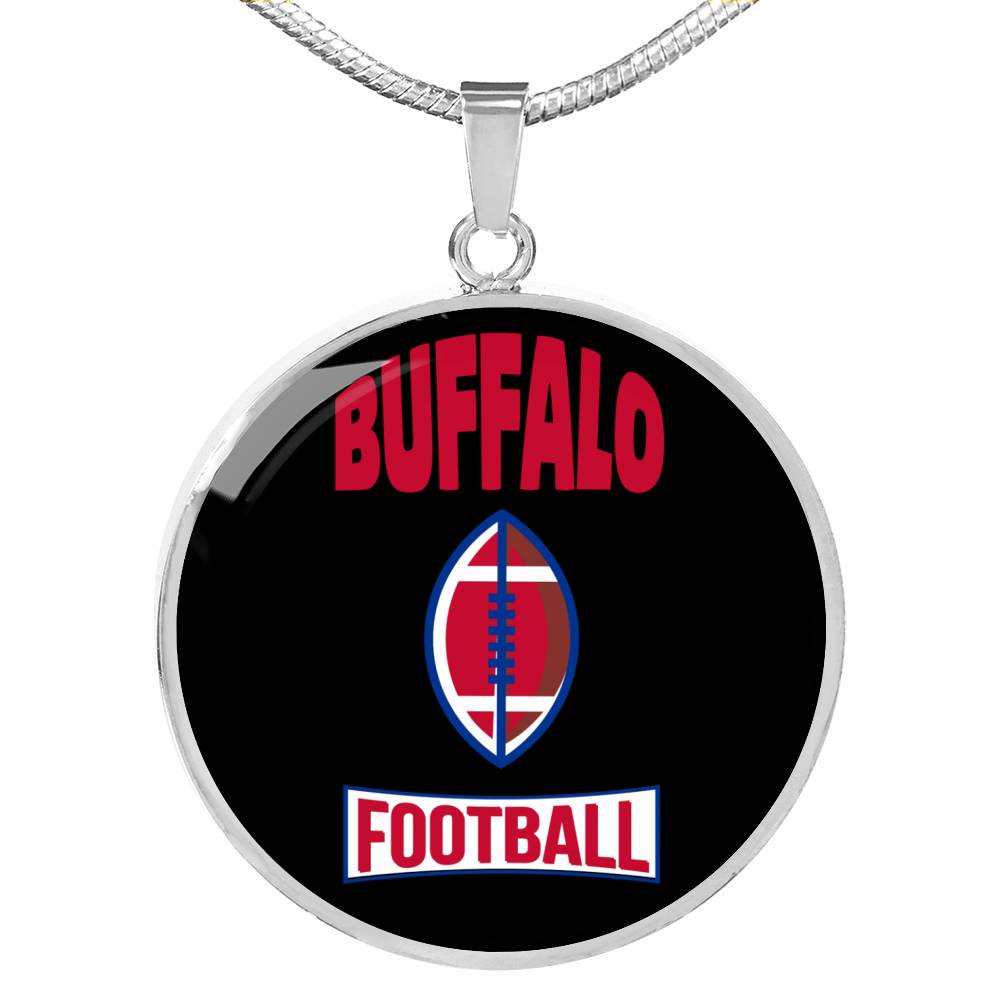 Buffalo Circle Pendant Football Fan Necklace Stainless Steel or 18k Gold 18-22" - Express Your Love Gifts