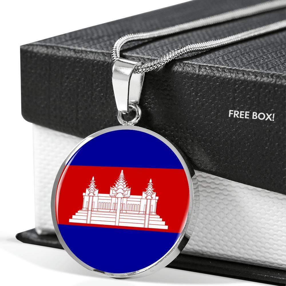 Cambodia Flag Necklace Cambodia Flag Stainless Steel or 18k Gold 18-22" - Express Your Love Gifts