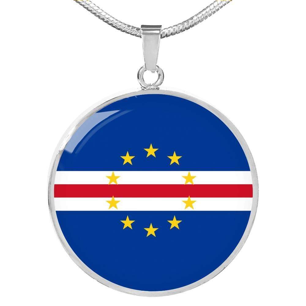 Cape Verde Flag Necklace Cape Verde Flag Stainless Steel or 18k Gold 18-22" - Express Your Love Gifts