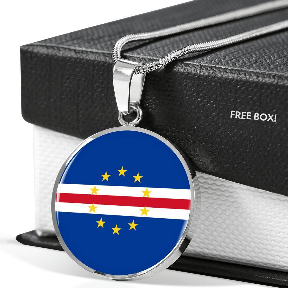Cape Verde Flag Necklace Cape Verde Flag Stainless Steel or 18k Gold 18-22" - Express Your Love Gifts
