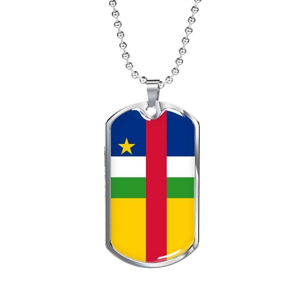 Central Africa Republic Flag Necklace Central African Republic Flag Stainless Steel or 18k Gold Dog Tag 24" - Express Your Love Gifts