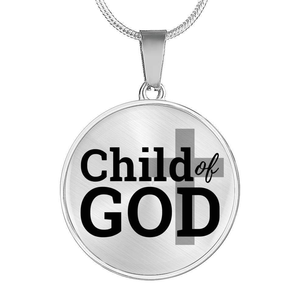 Child Of God Circle Pendant Necklace Stainless Steel or 18k Gold 18-22"-Express Your Love Gifts