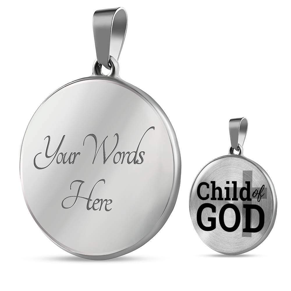 Child Of God Circle Pendant Necklace Stainless Steel or 18k Gold 18-22"-Express Your Love Gifts