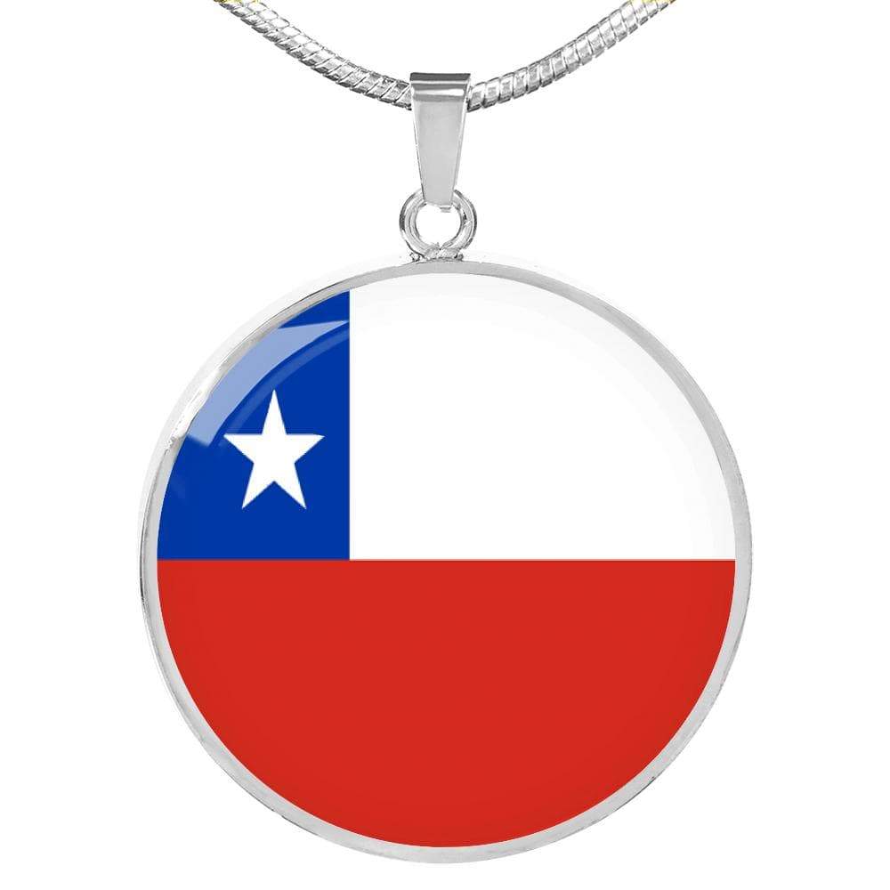Chile Flag Necklace Chile Flag Stainless Steel or 18k Gold 18-22" - Express Your Love Gifts