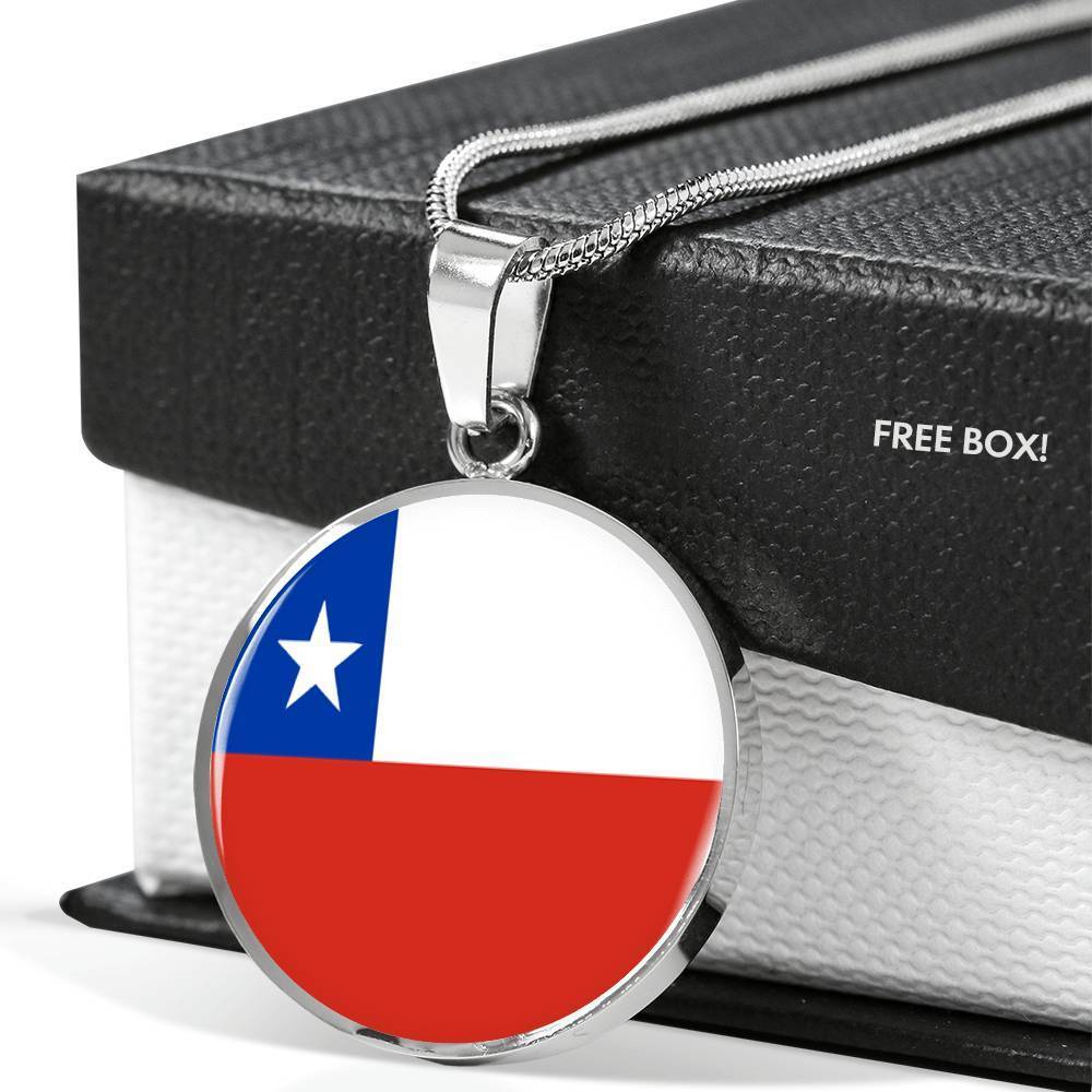 Chile Flag Necklace Chile Flag Stainless Steel or 18k Gold 18-22" - Express Your Love Gifts