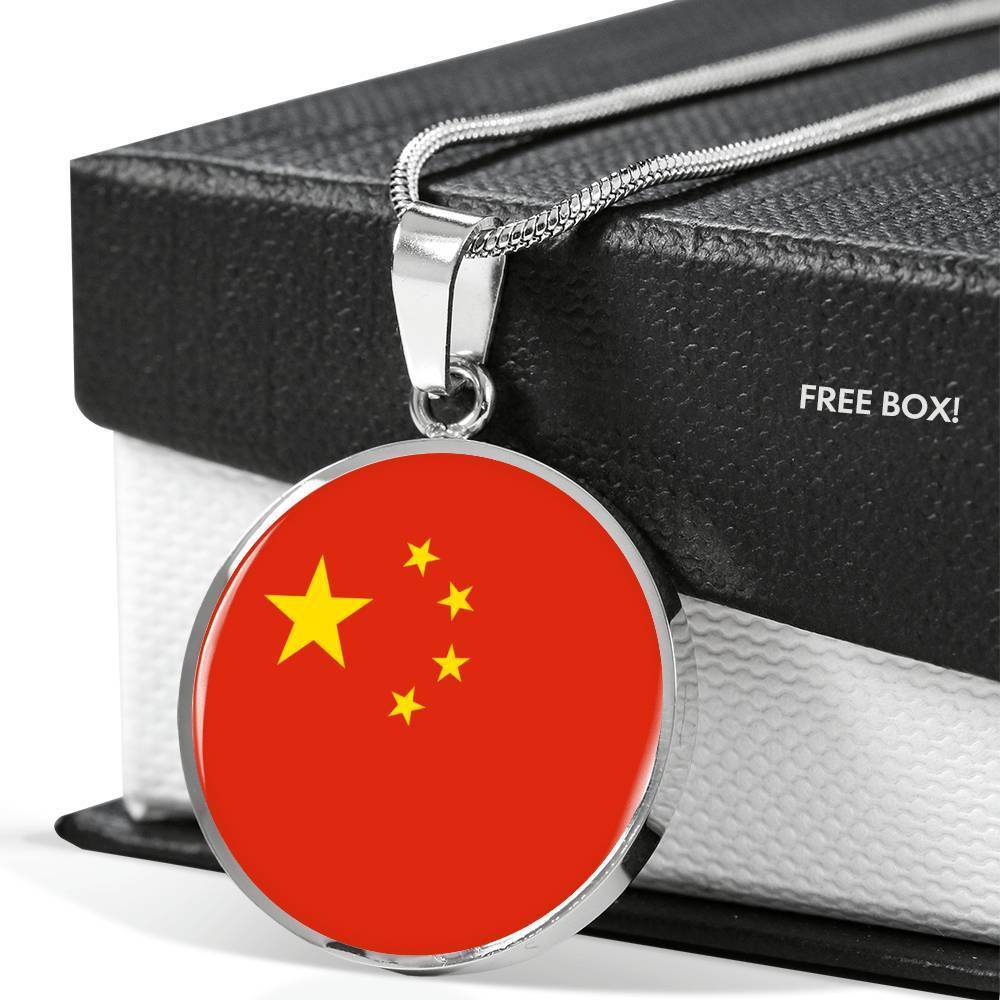 China Flag Necklace China Flag Stainless Steel or 18k Gold 18-22" - Express Your Love Gifts