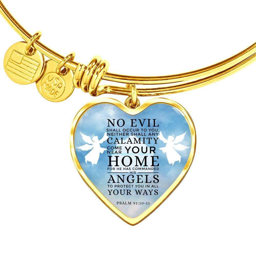 Christian Bracelet Guardian Angel Stainless Steel or 18k Gold Heart Bracelet Bangle - Express Your Love Gifts