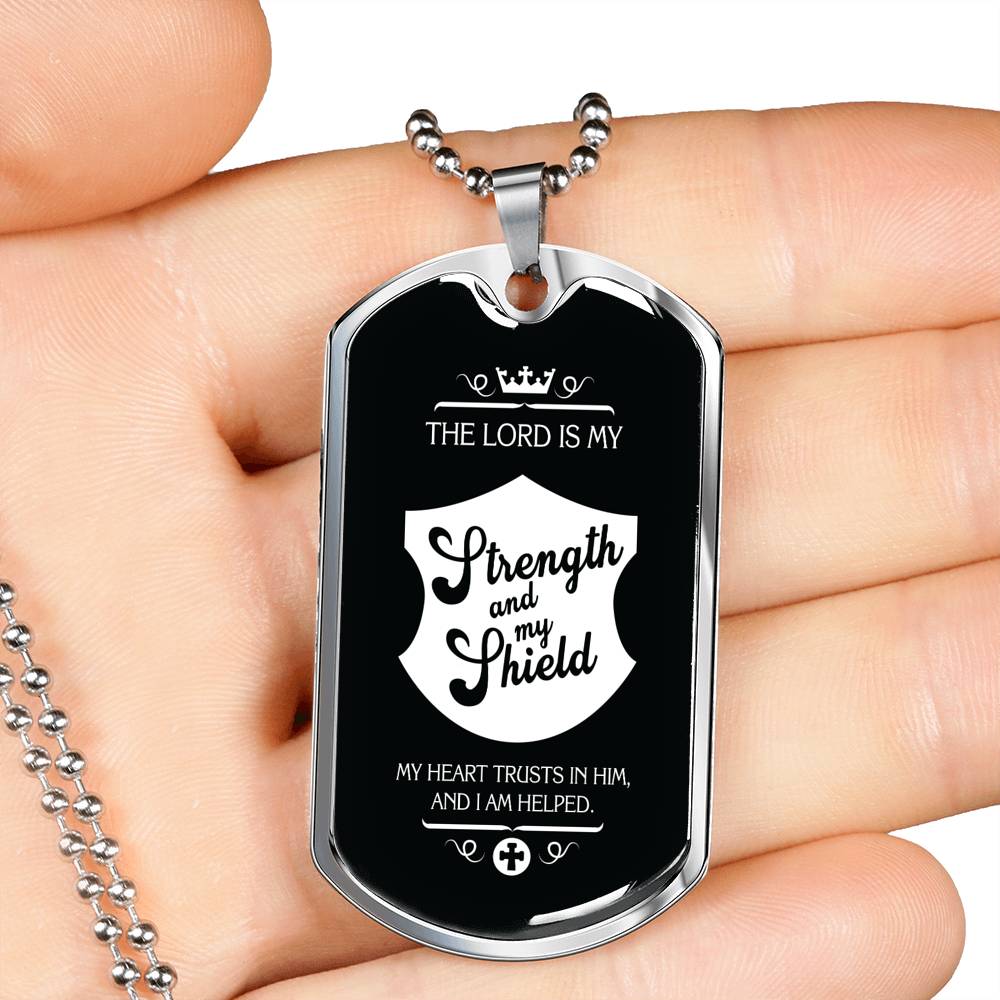 Firefighter Christian Religious My Strength & Shield Dog Tag Stainless Steel or 18k Gold 24 - Express Your Love Gifts