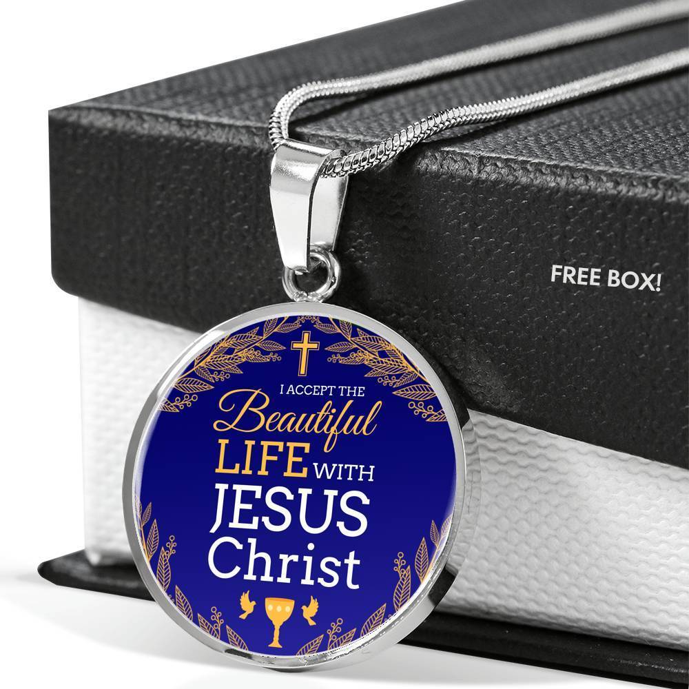 Christian Gift Beautiful Life Circle Necklace Stainless Steel or 18k Gold 18-22" - Express Your Love Gifts