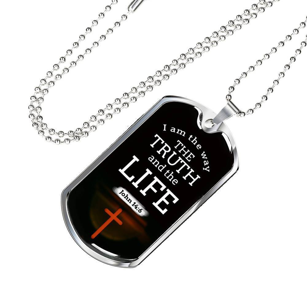 Christian Jesus Is The Way Necklace Stainless Steel or 18k Gold Dog Tag 24" Chain-Express Your Love Gifts