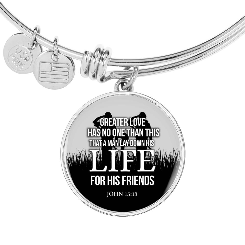 Christian John 15:13 Greater Love Circle Bangle Bracelet Stainless Steel or 18k Gold" - Express Your Love Gifts