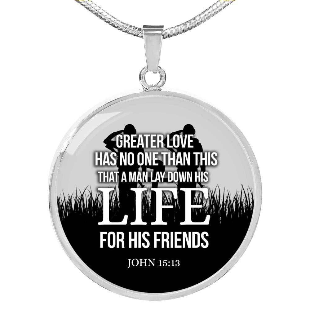 Christian John 15:13 Greater Love Circle Necklace Stainless Steel or 18k Gold 18-22" - Express Your Love Gifts