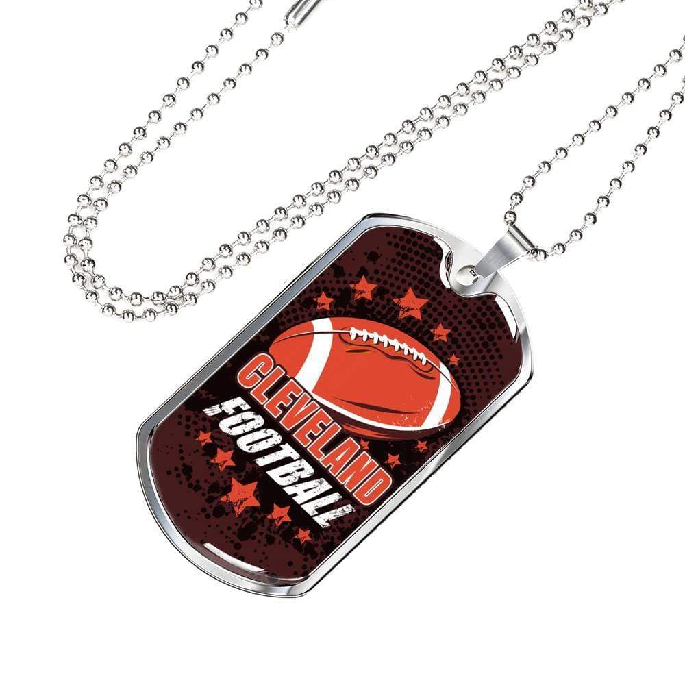 Cleveland Fan Football Gift Stainless Steel or 18k Gold Dog Tag 24" Chain-Express Your Love Gifts