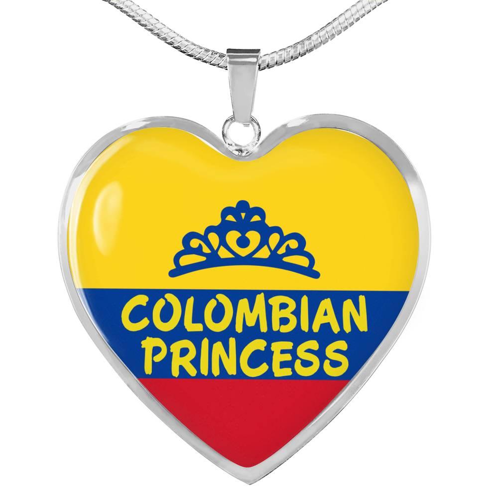 Colombian Princess Necklace Stainless Steel or 18k Gold Heart Pendant 18-22' - Express Your Love Gifts