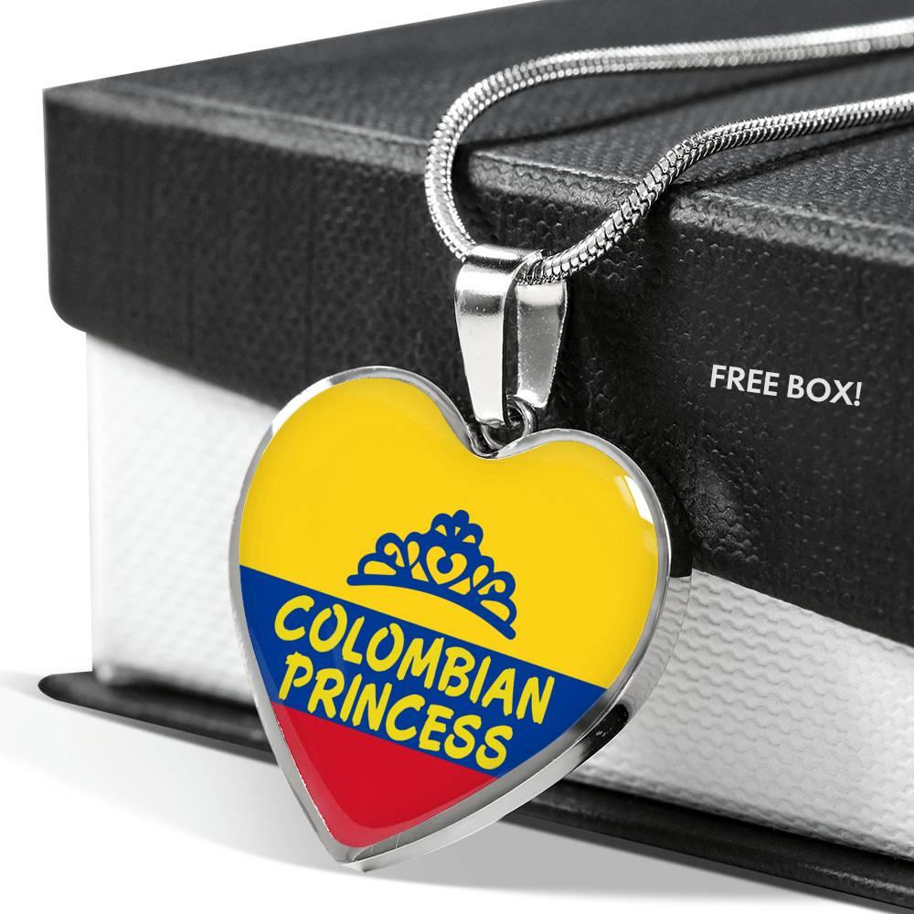 Colombian Princess Necklace Stainless Steel or 18k Gold Heart Pendant 18-22' - Express Your Love Gifts