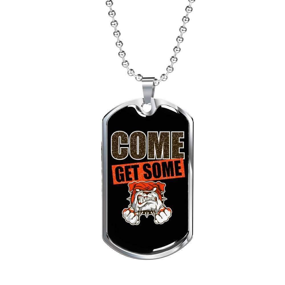 Come Get Some Necklace Stainless Steel or 18k Gold Dog Tag 24" Chain-Express Your Love Gifts