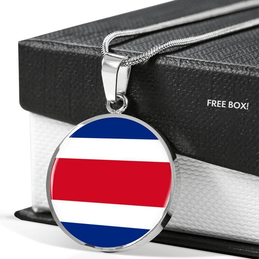 Costa Rica Flag Necklace Costa Rica Flag Stainless Steel or 18k Gold 18-22" - Express Your Love Gifts