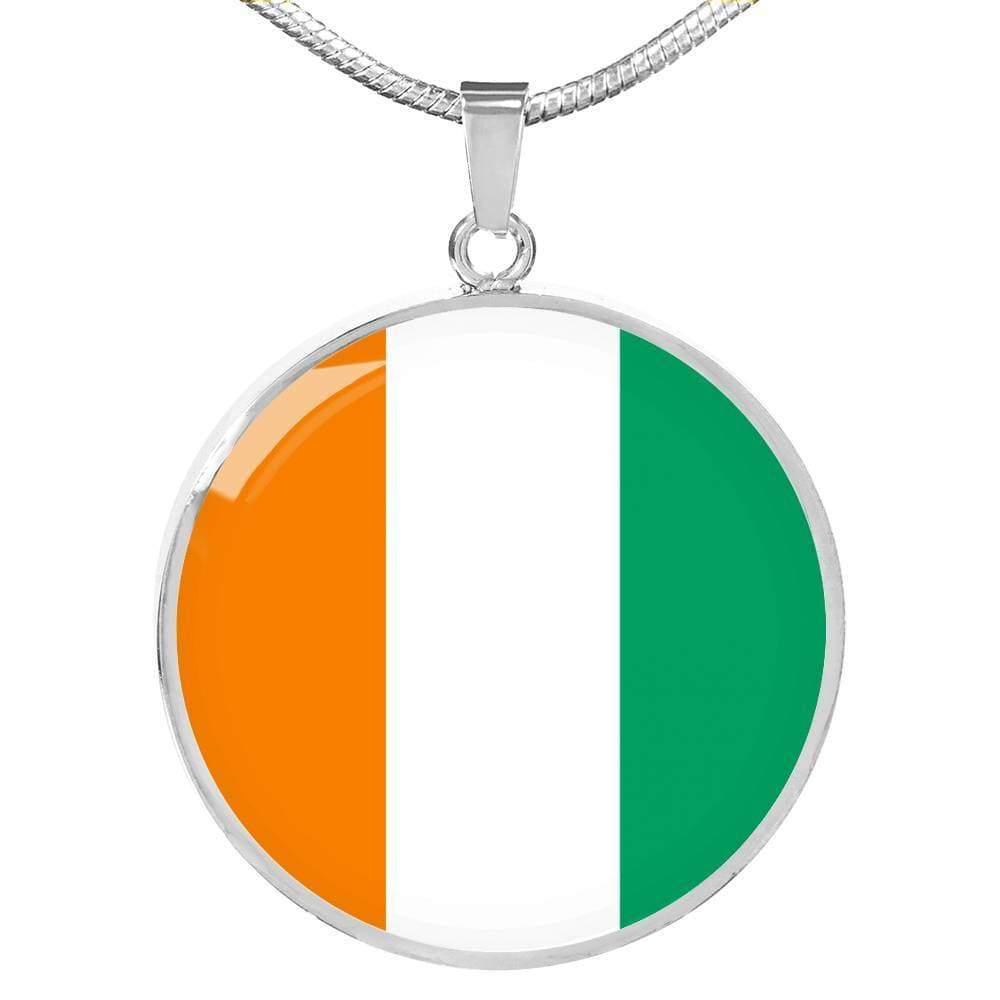 Cote D'Ivoire Flag Necklace Cote D'Ivoire Flag Stainless Steel or 18k Gold 18-22" - Express Your Love Gifts