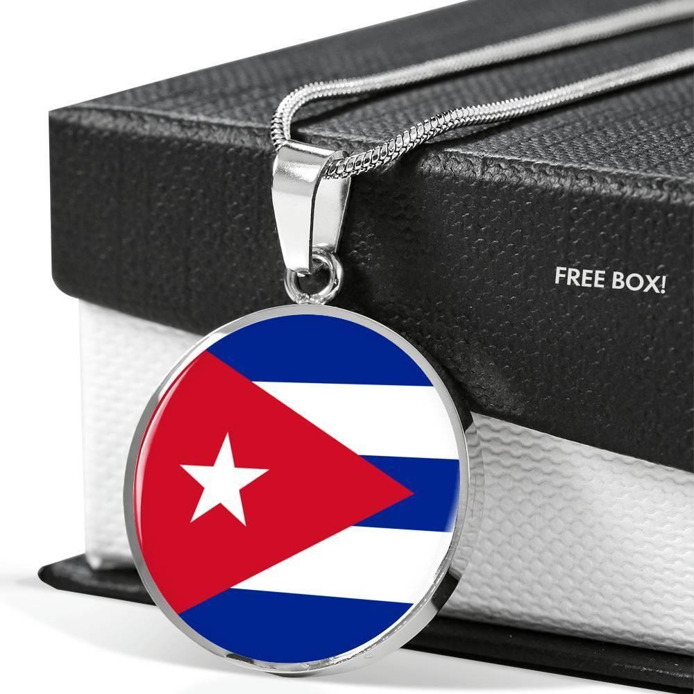 Cuba Flag Necklace Cuba Flag Stainless Steel or 18k Gold 18-22" - Express Your Love Gifts