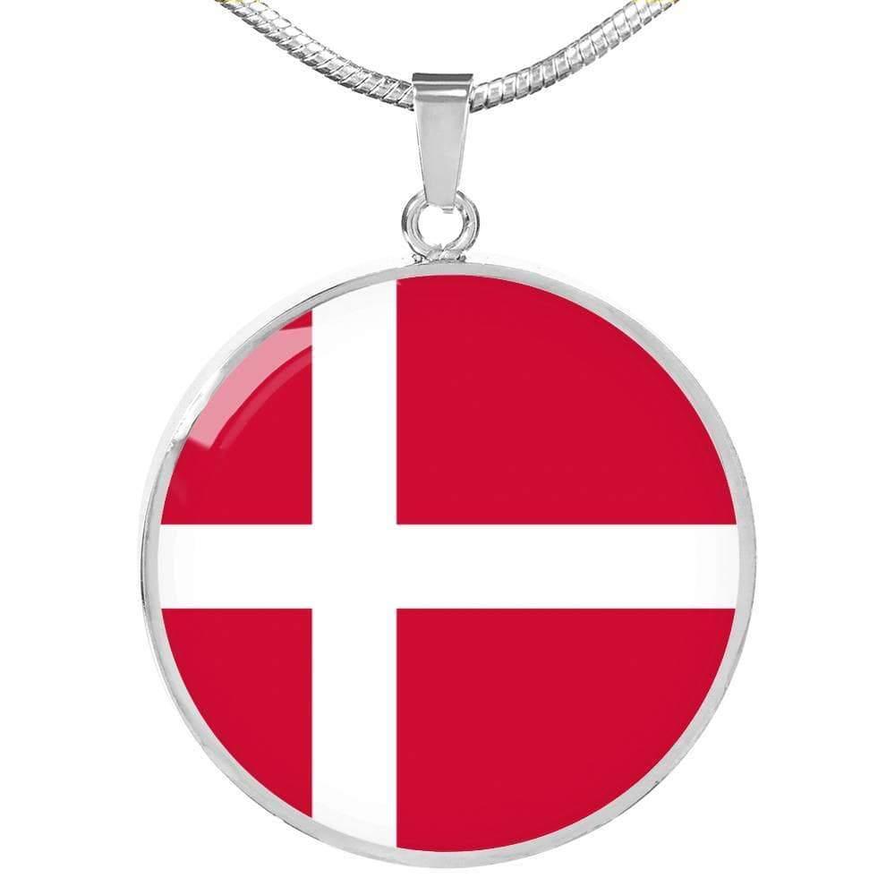 Denmark Flag Necklace Denmark Flag Stainless Steel or 18k Gold 18-22" - Express Your Love Gifts