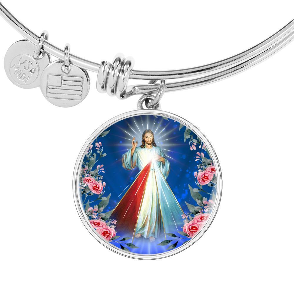 Divine Mercy Catholic Prayer Bracelet Bangle Bracelet Stainless Steel or 18k Gold" - Express Your Love Gifts