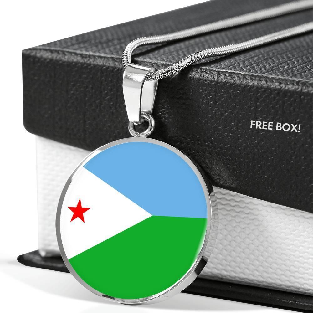 Djibouti Flag Necklace Djibouti Flag Stainless Steel or 18k Gold 18-22" - Express Your Love Gifts