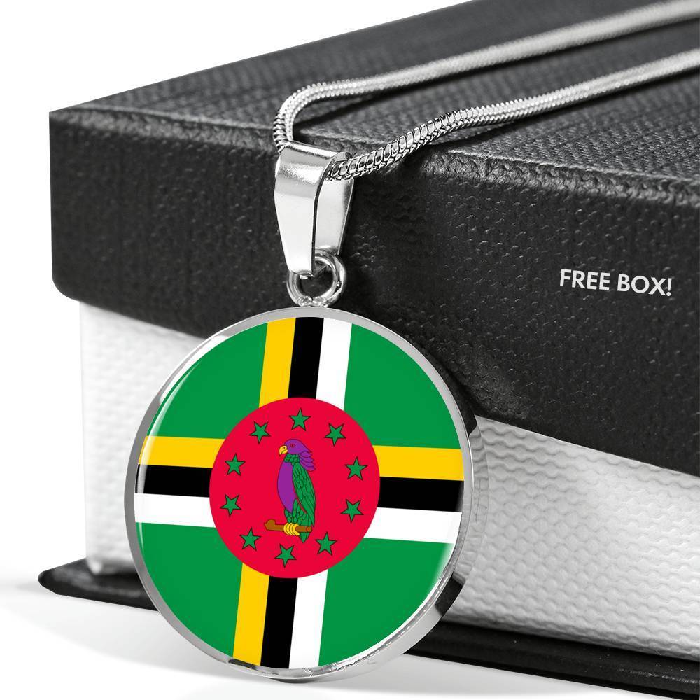Dominica Flag Necklace Dominica Flag Stainless Steel or 18k Gold 18-22" - Express Your Love Gifts