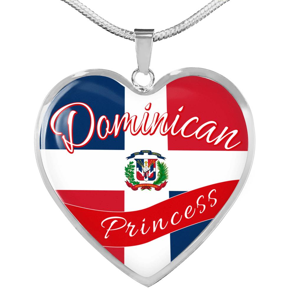 Dominican Princess Necklace Stainless Steel or 18k Gold Heart Pendant 18-22'' - Express Your Love Gifts