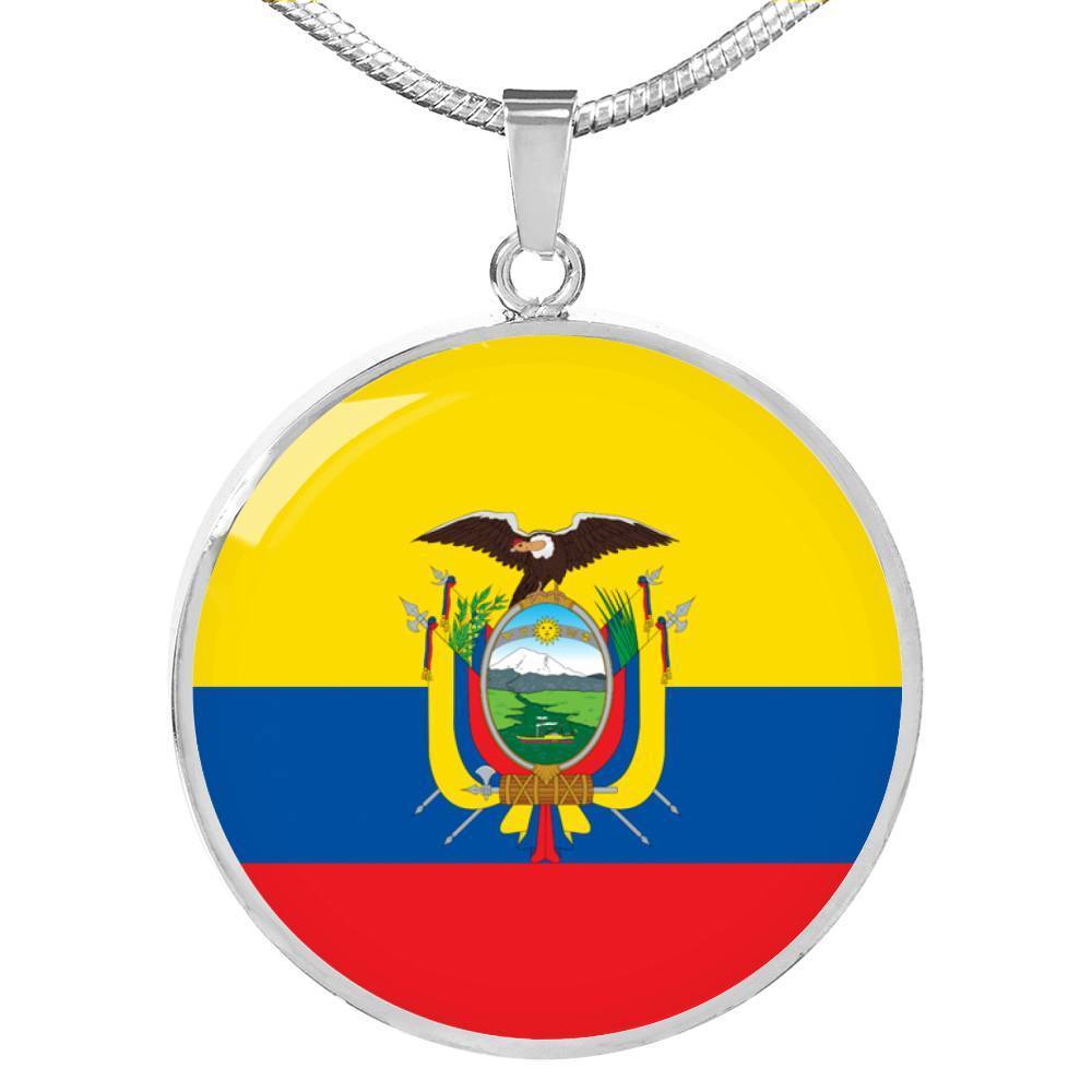 Ecuador Flag Necklace Ecuador Flag Circle Pendant Stainless Steel or 18k Gold 18-22" - Express Your Love Gifts