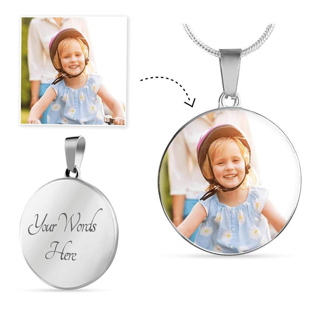 Engraved Photo Circle Pendant Customize Your Picture - Express Your Love Gifts