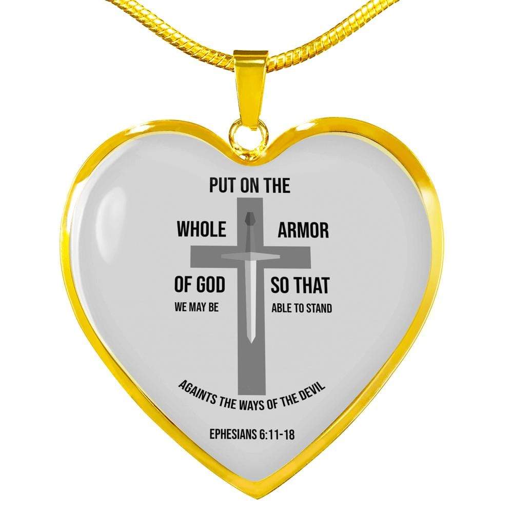 Ephesians 6:1118 Necklace Stainless Steel or 18k Gold Heart Pendant 18-22" - Express Your Love Gifts