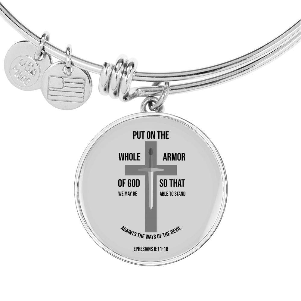 Ephesians 6:1118 Stainless Steel or 18k Gold Circle Bangle Bracelet - Express Your Love Gifts