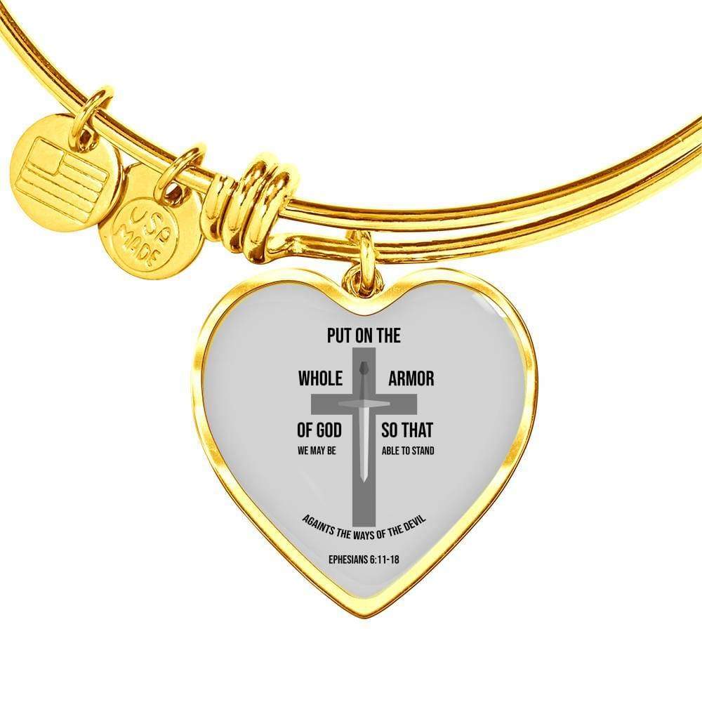 Ephesians 6:1118 Stainless Steel or 18k Gold Heart Bangle Bracelet - Express Your Love Gifts