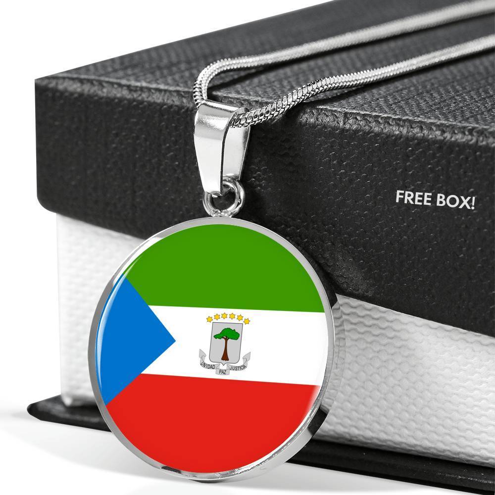 Equatorial Guinea Flag Necklace Equatorial Guinea Flag Stainless Steel or 18k Gold 18-22" - Express Your Love Gifts