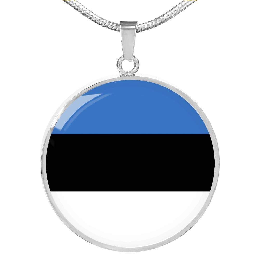 Estonia Flag Necklace Estonia Flag Circle Pendant Stainless Steel or 18k Gold 18-22" - Express Your Love Gifts