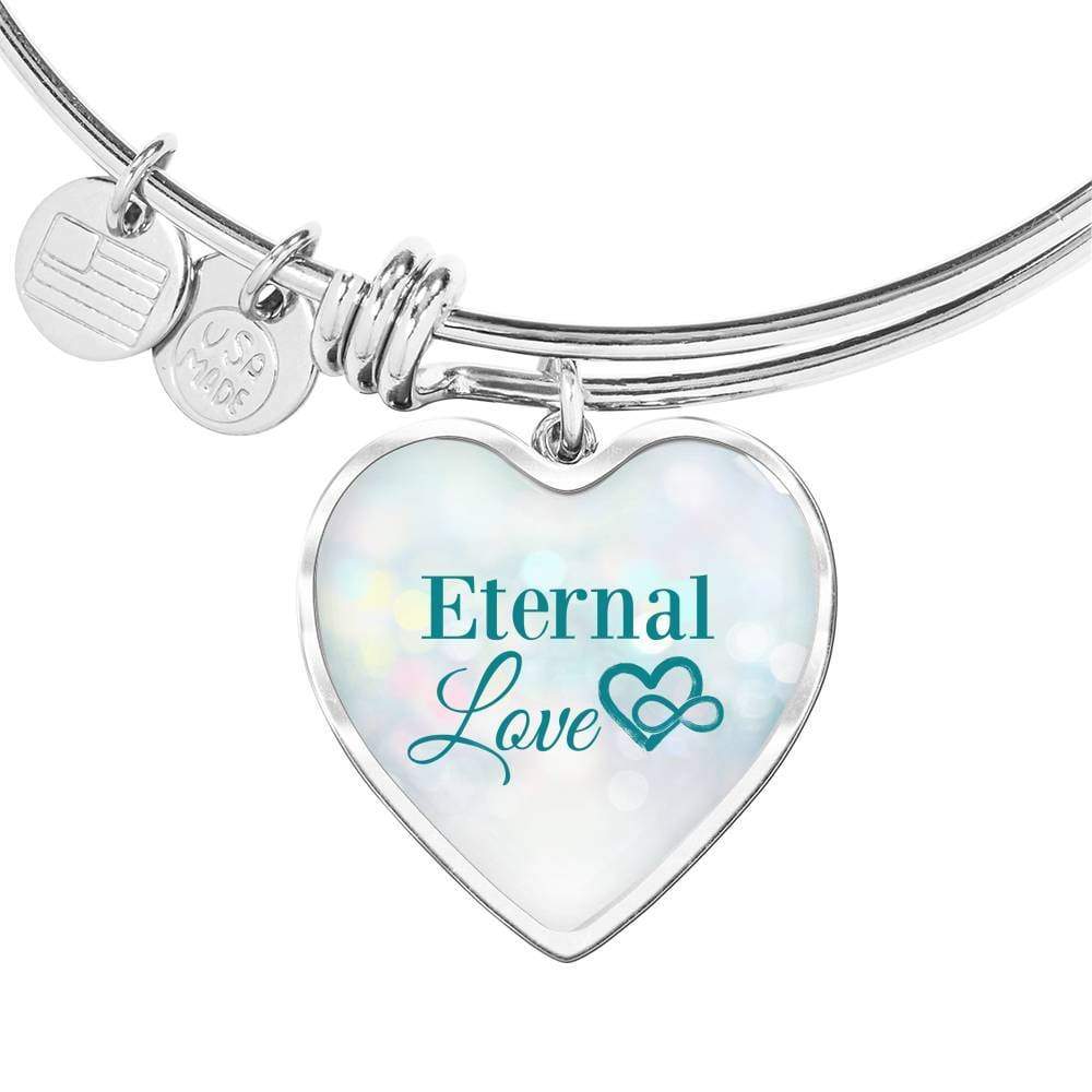 Eternal Love Stainless Steel or 18k Gold Heart Bangle Bracelet - Express Your Love Gifts