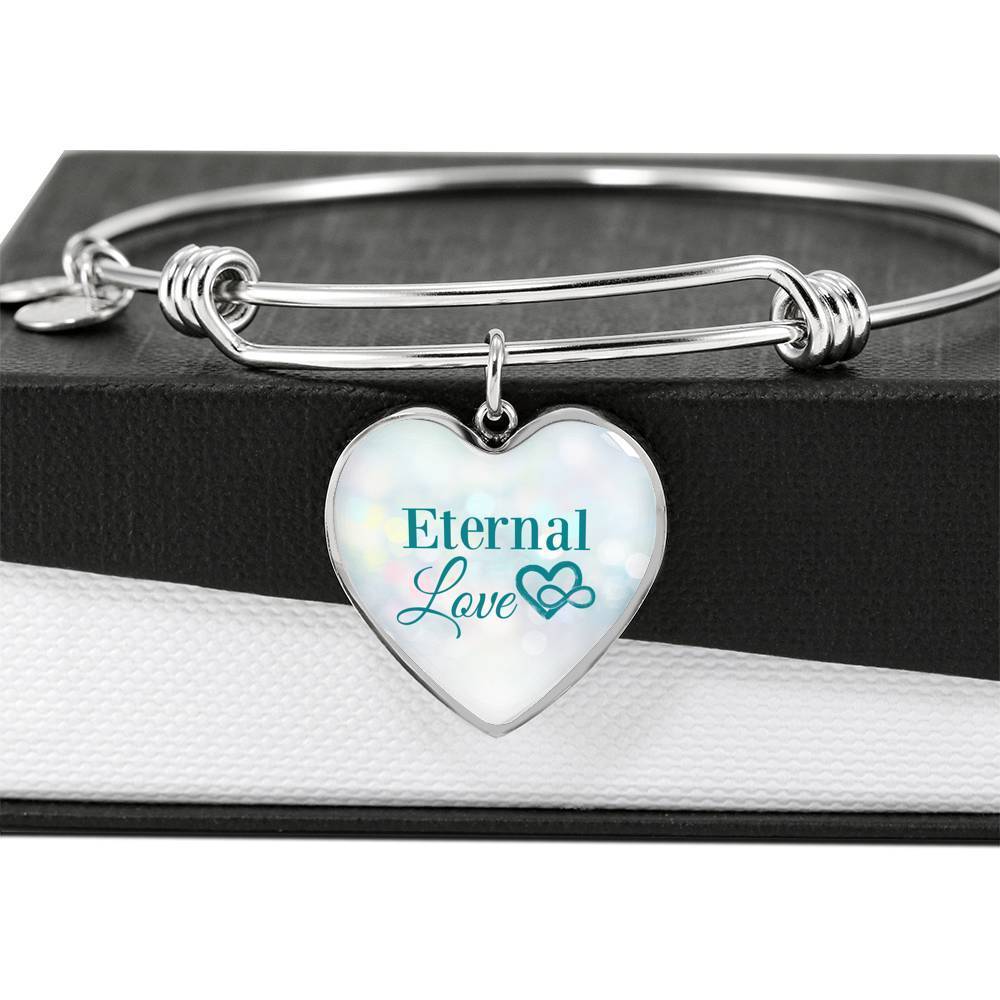 Eternal Love Stainless Steel or 18k Gold Heart Bangle Bracelet - Express Your Love Gifts