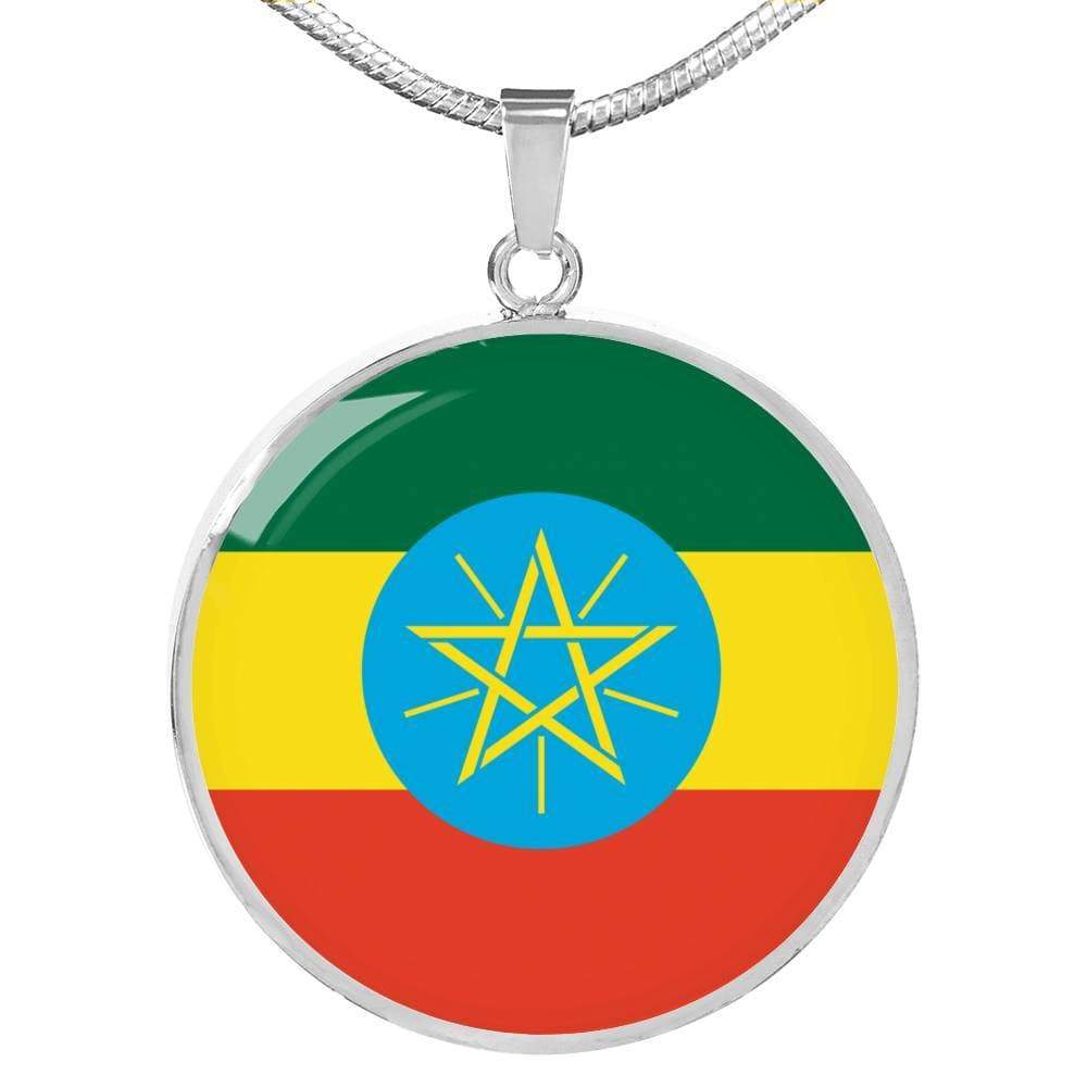 Ethiopia Flag Necklace Ethiopia Flag Stainless Steel or 18k Gold 18-22" - Express Your Love Gifts