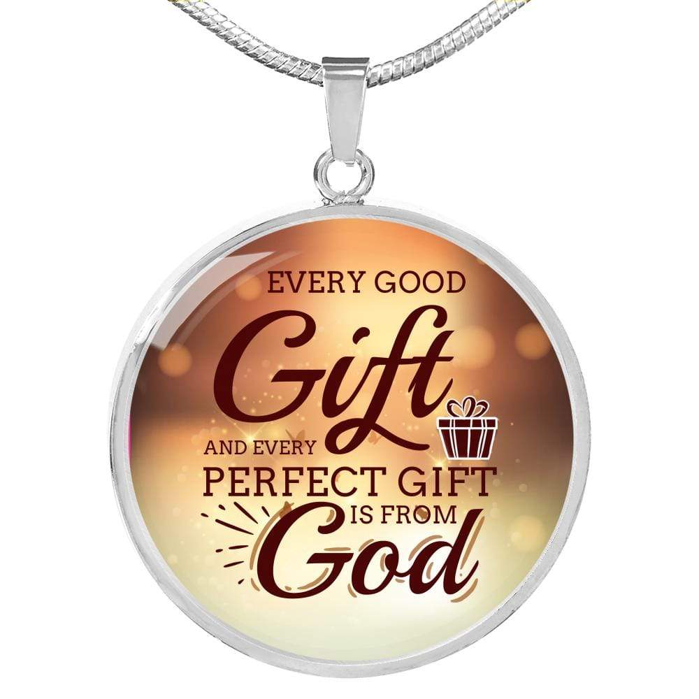 James 1:17 Perfect Gift Circle Necklace Stainless Steel or 18k Gold 18-22" - Express Your Love Gifts