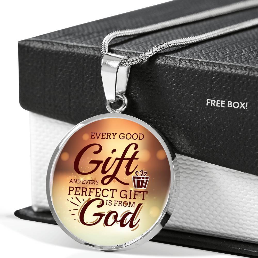 James 1:17 Perfect Gift Circle Necklace Stainless Steel or 18k Gold 18-22" - Express Your Love Gifts