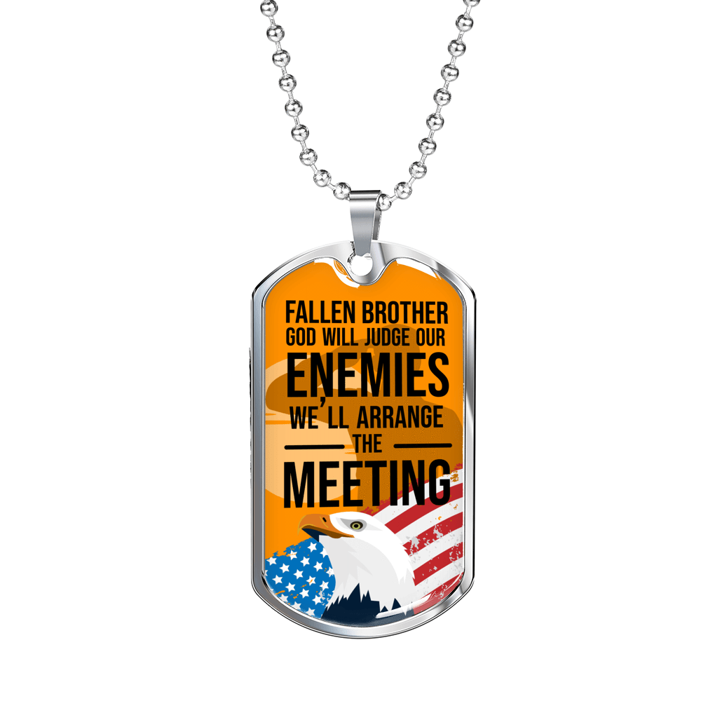 Fallen Brother Soldier Gift Stainless Steel or 18k Gold Dog Tag 24" Chain-Express Your Love Gifts