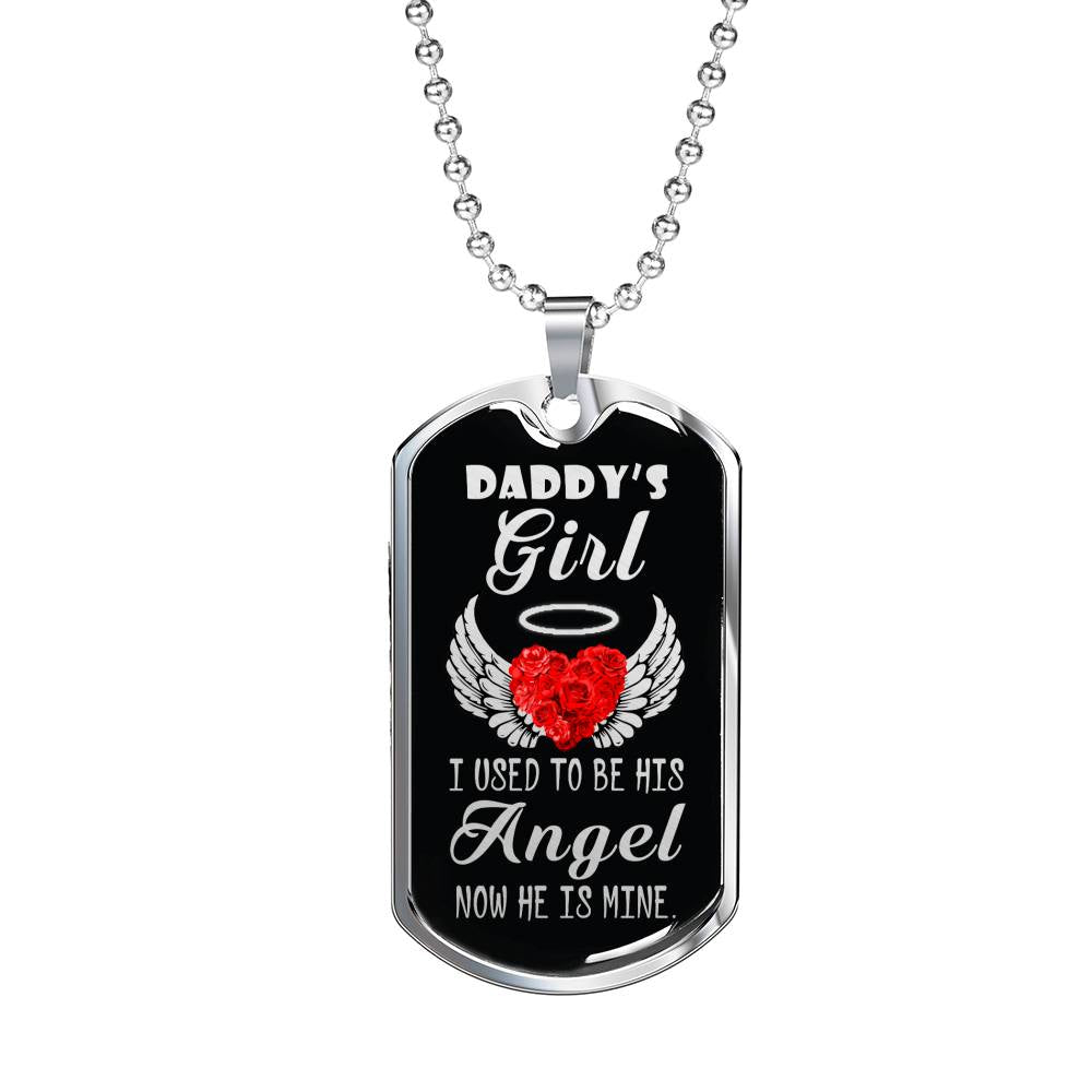 Father Memorial Remembrance Dog Tag Stainless Steel or 18k Gold 24" Chain - Express Your Love Gifts