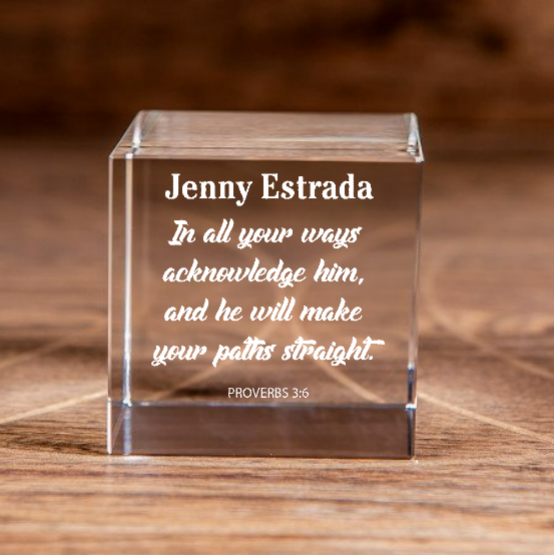 Personalized Christian Proverbs 3:6 Crystal Cube - Elegant Keepsake - Inspiring Gift-Express Your Love Gifts