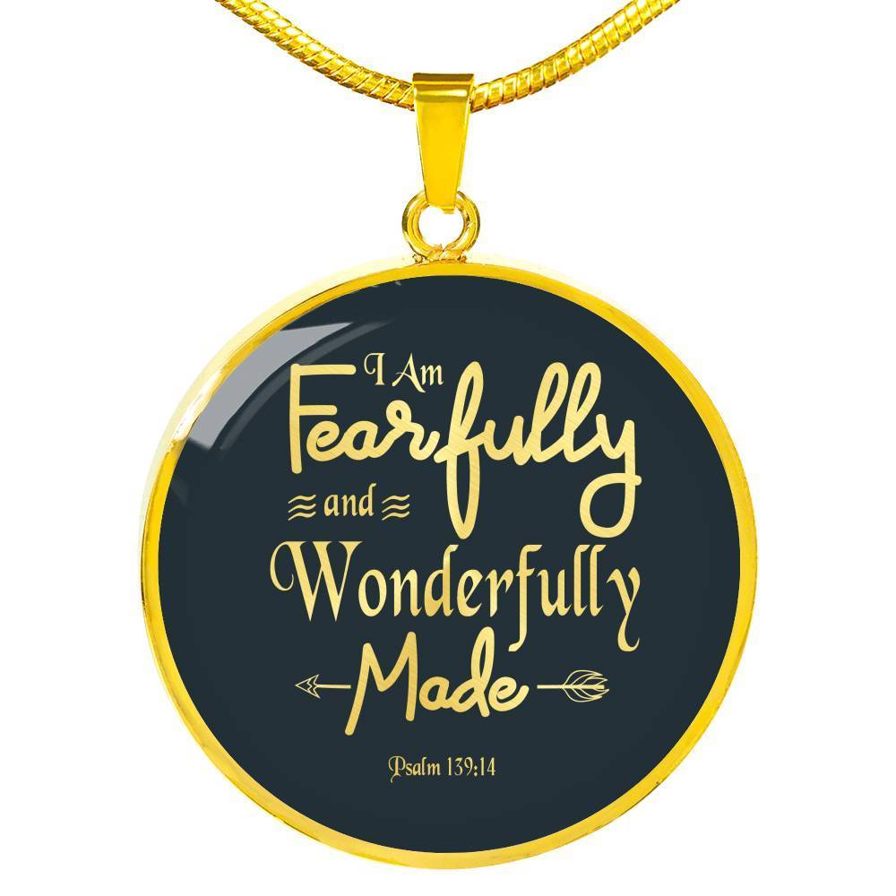 Fearfully & Wonderfully Necklace 18k Gold Stainless Steel Circle Pendant 18-22" - Express Your Love Gifts