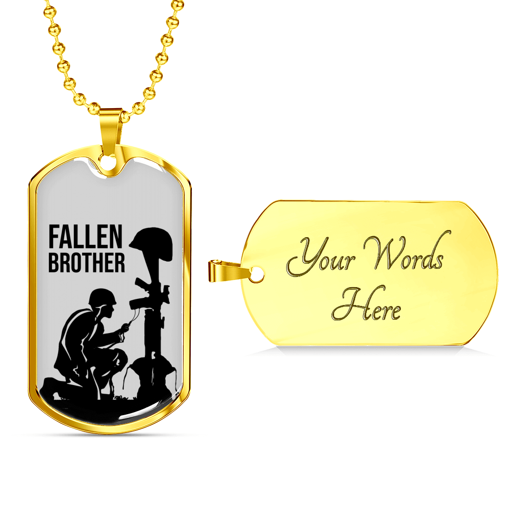 Final Brother Soldier Dog Tag Necklace Stainless Steel or 18k Gold 24" Chain-Express Your Love Gifts