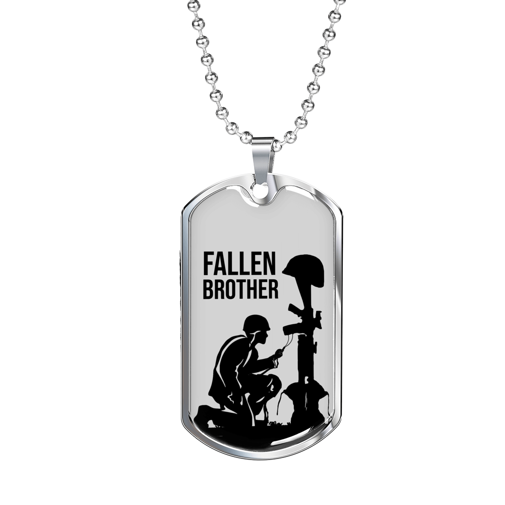 Final Brother Soldier Dog Tag Necklace Stainless Steel or 18k Gold 24" Chain-Express Your Love Gifts