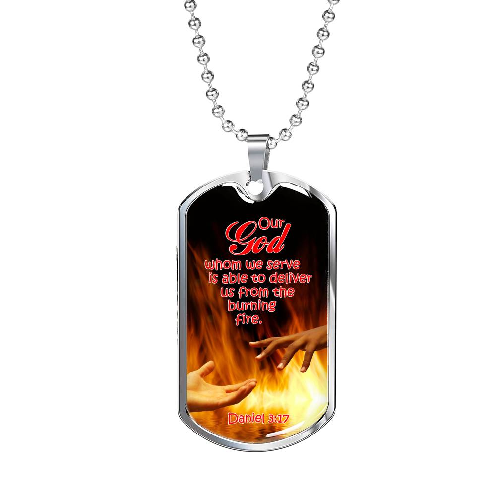 Firefighter Christian God Will Deliver Us! Gift Dog Tag Stainless Steel or 18k Gold 24 - Express Your Love Gifts